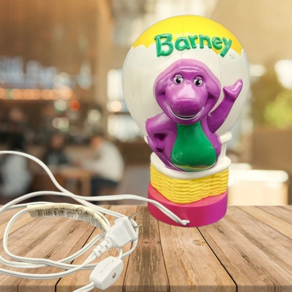 Vtg 1992 Barney Hot Air Balloon Blow Mold Night Lamp – Working 120V – Kids Room